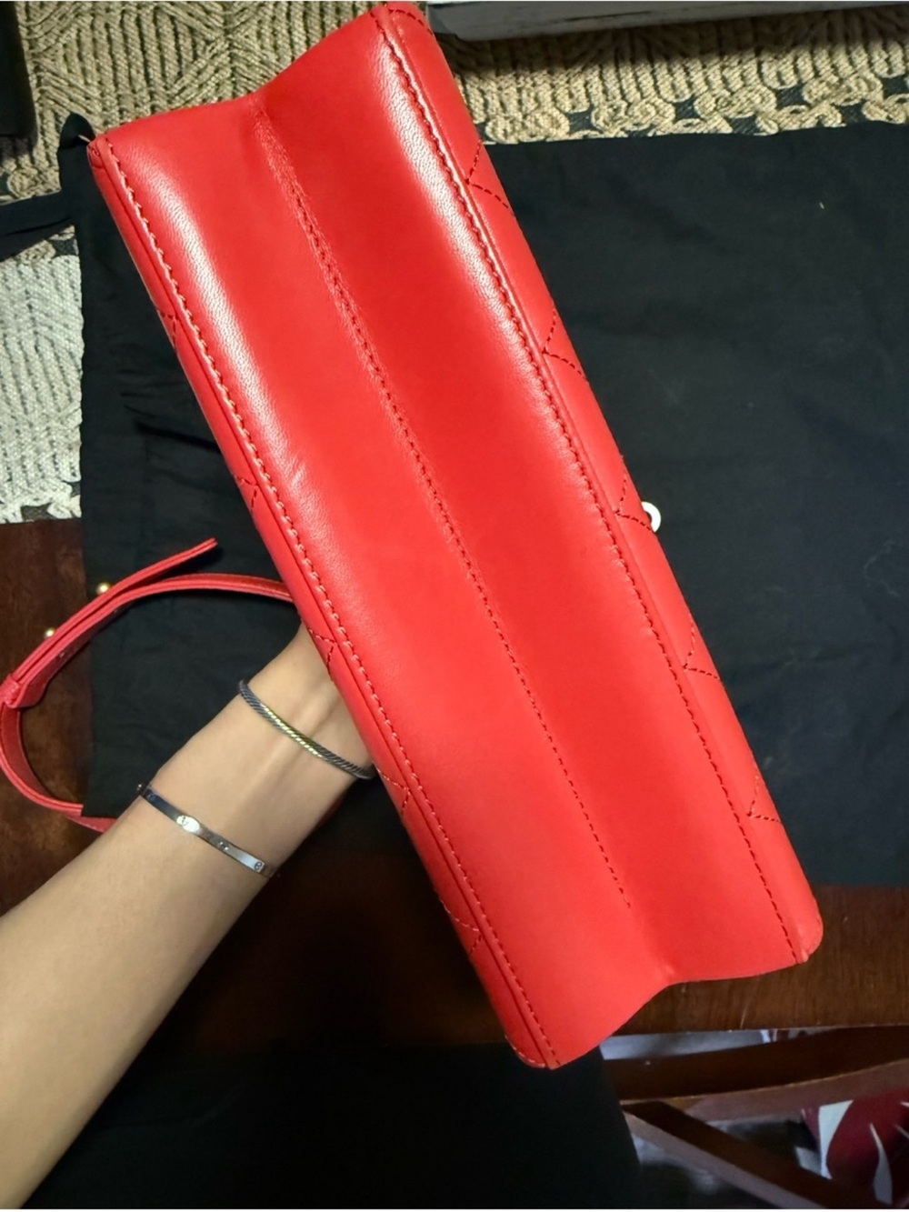 CHANEL Red Quilted Leather Shoulder Bag with Gold Hardware - Picture 12 of 14